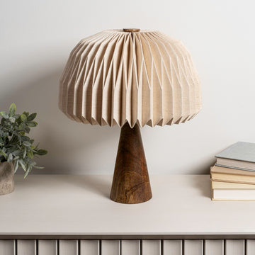 Sylvie 16" Modern Minimalist Paper Pleated Shade Mushroom Accent LED Table Lamp